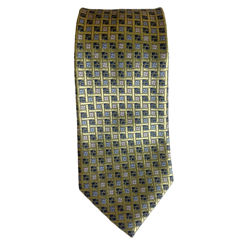 Jos. A. Bank Mens Neck Tie Executive Collection Green Geometric 60" - Picture 7 of 8